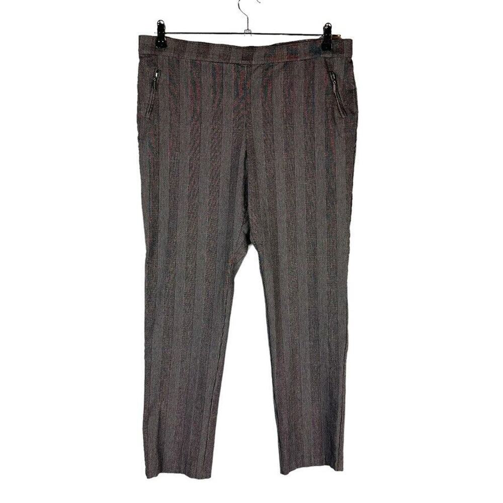 Roz & Ali Dress Barn Sz 16 Pants Womans Pants Pull On Plaid Brown Career Pants